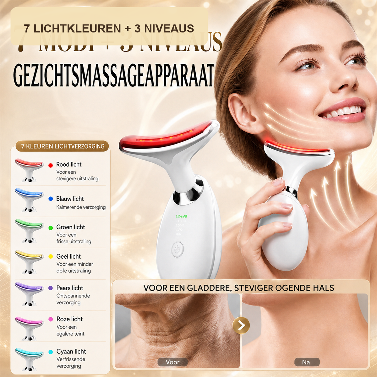 ContourLift 7 modi + 3 niveaus gezichtsmassageapparaat