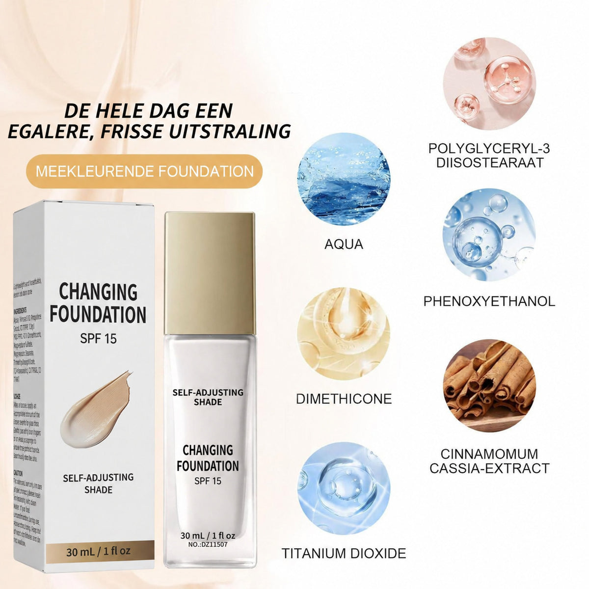 Seravares Changing Foundation SPF 15 flacon met verpakking