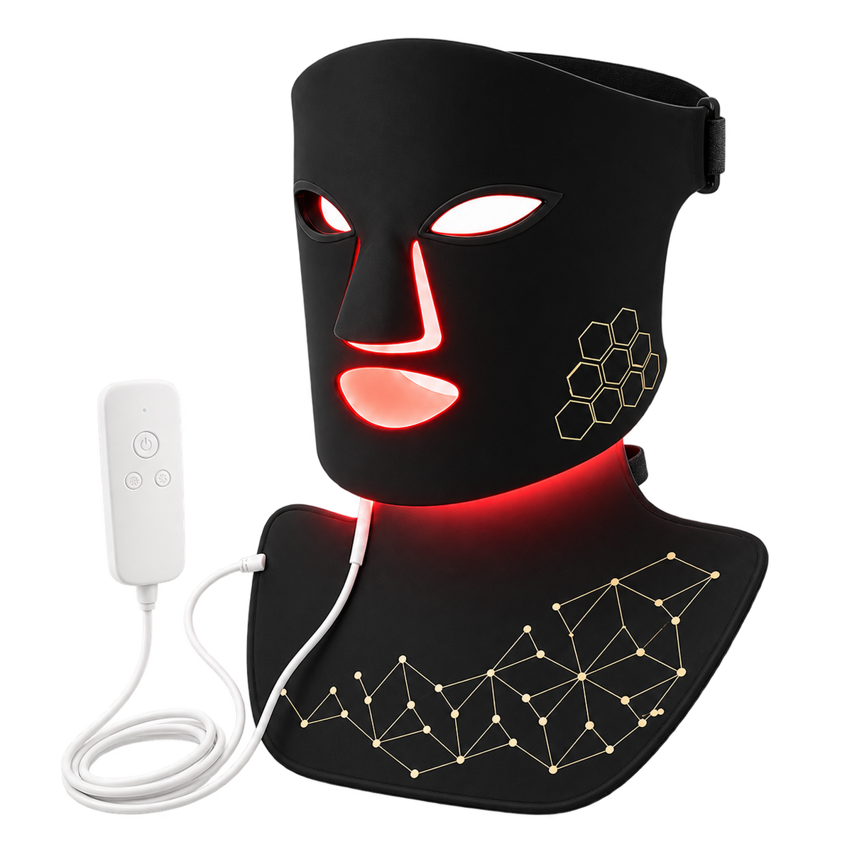 LumiGlow LED Masker gezicht en hals zwart