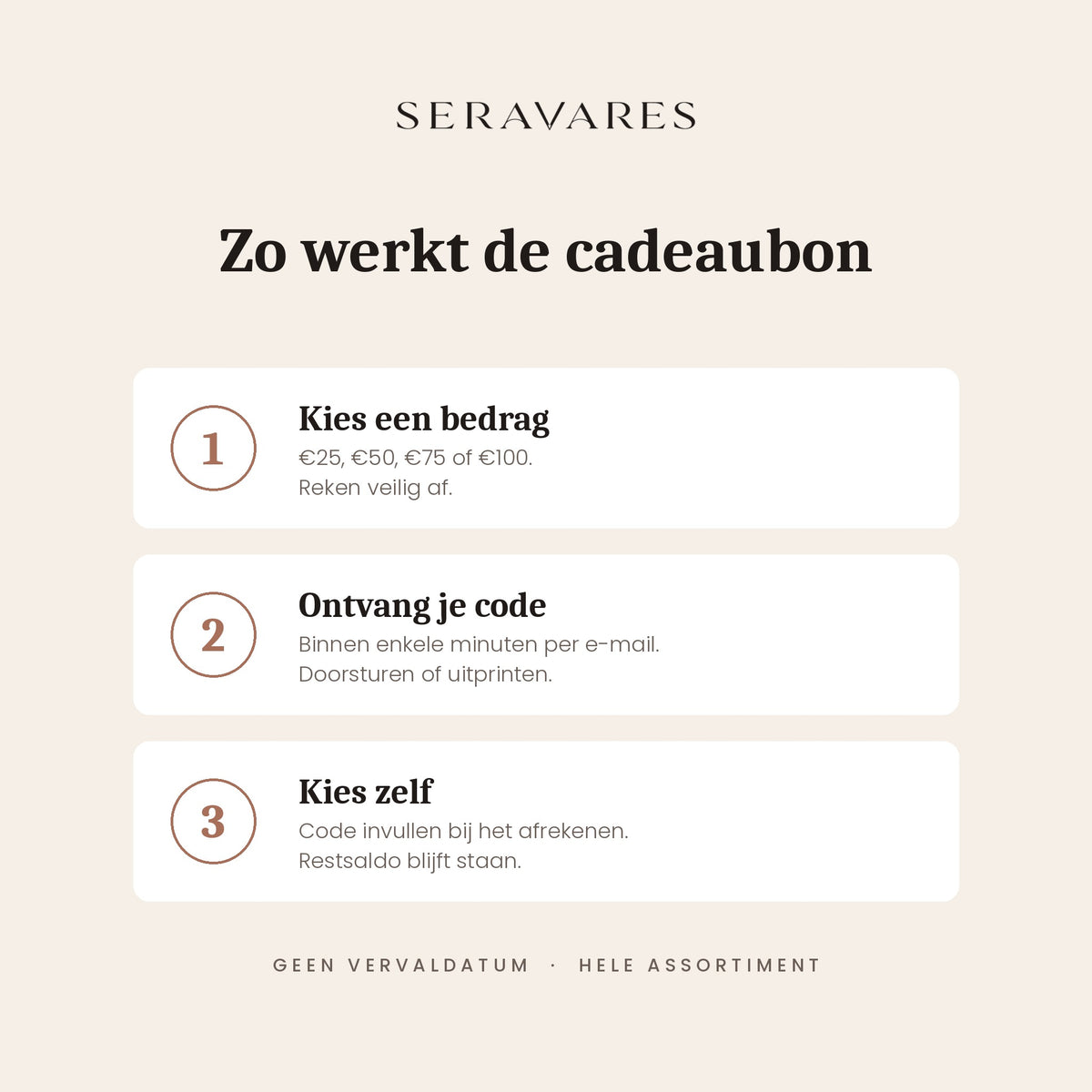 Zo werkt de Seravares Cadeaubon in 3 stappen