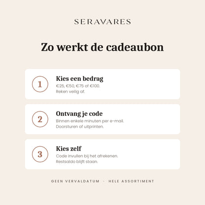 Zo werkt de Seravares Cadeaubon in 3 stappen